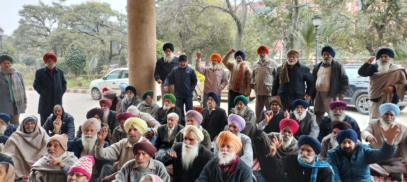 Protest by Panchayati Raj Pensioners Union